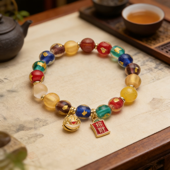 Nanputuo Five-Colored Gold Foil Heart Sutra Bracelet